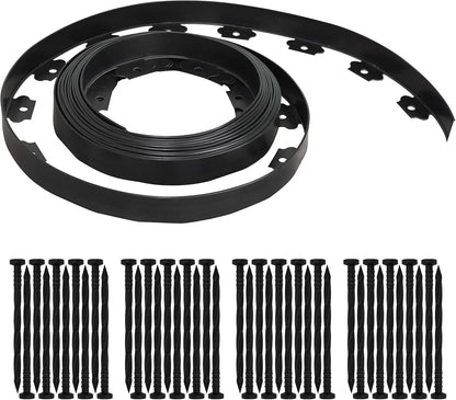 Gardzen 1.5" x 33' Landscape Edging Kit, Garden Edging Coil Comes with 40 Pcs Spikes, No Dig Lawn