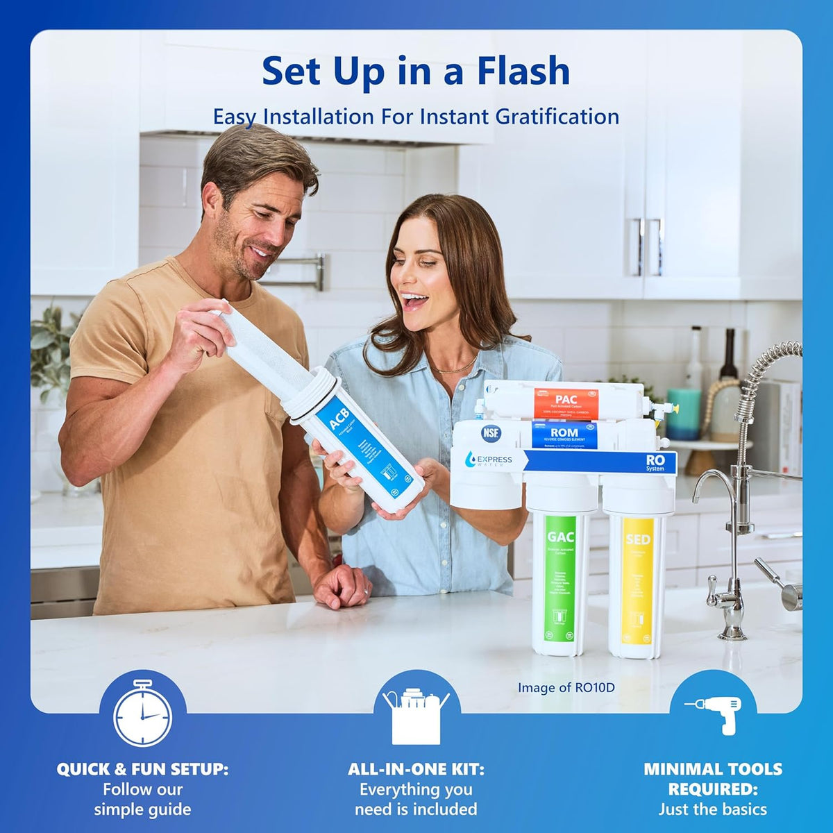 Express Water RO5DX Reverse Osmosis Filtration NSF Certified 5 Stage RO System with Faucet and Tank