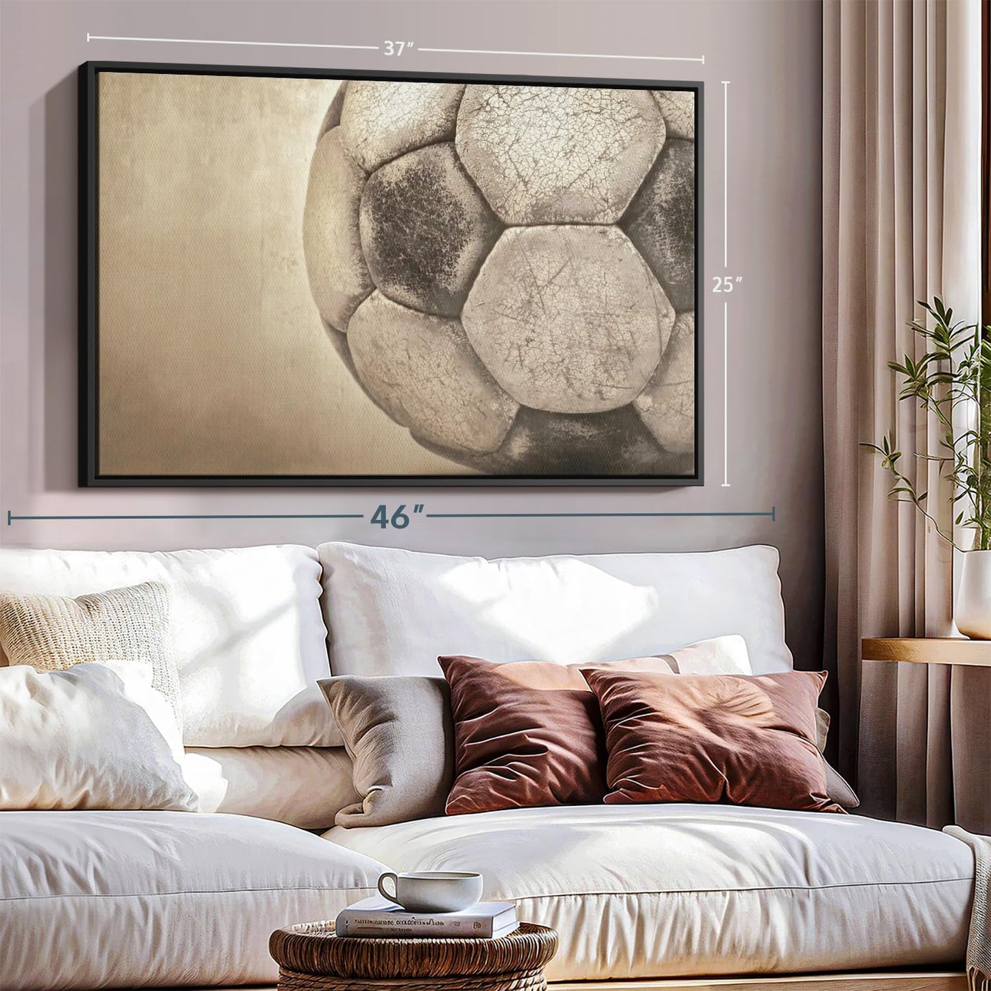 Elephant Stock Worn Soccer Ball Wall Art - Horizontal Framed Canvas - 1-Piece Living Room Wall
