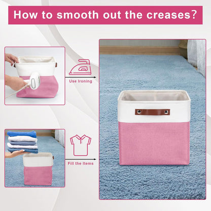 Collapsible Fabric Storage Cubes 11x11 Cube Storage Bins, 4 Pack Closet Baskets Box with Handles