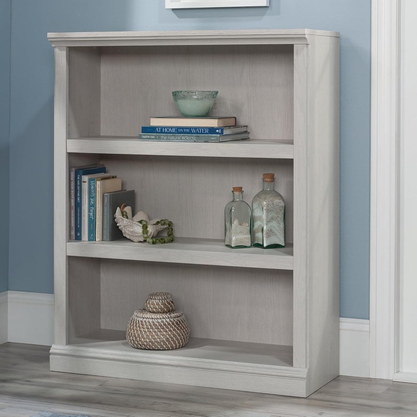 Sauder 3 Tier Book Shelf Wooden Bookcase Multipurpose Bookshelf for Home Office, Living Room, in