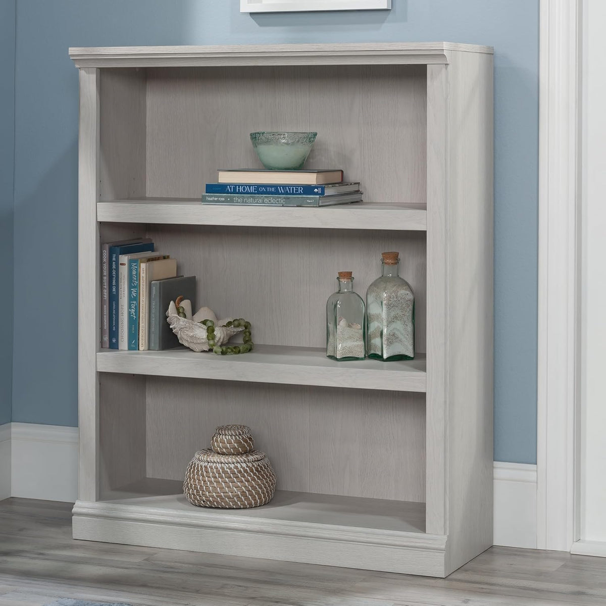 Sauder 3 Tier Book Shelf Wooden Bookcase Multipurpose Bookshelf for Home Office, Living Room, in