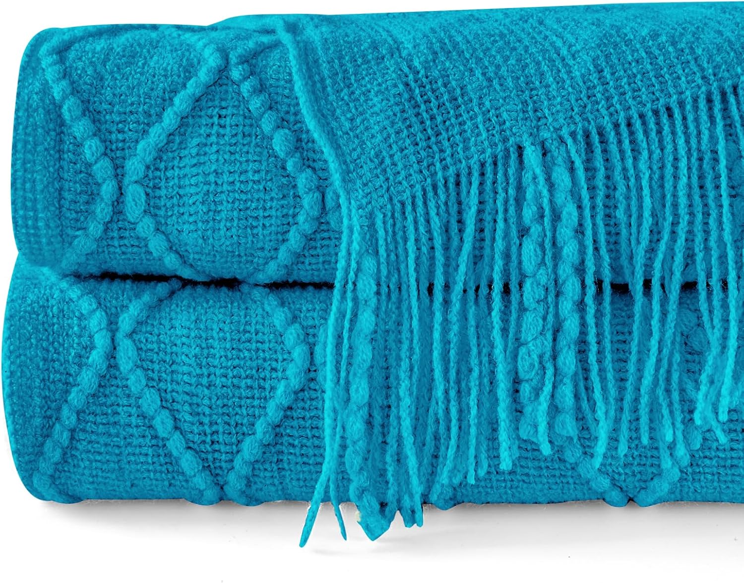 inhand Teal Throw Blanket for Couch and Bed, Soft Living Room Home Decor Knitted Blanket with