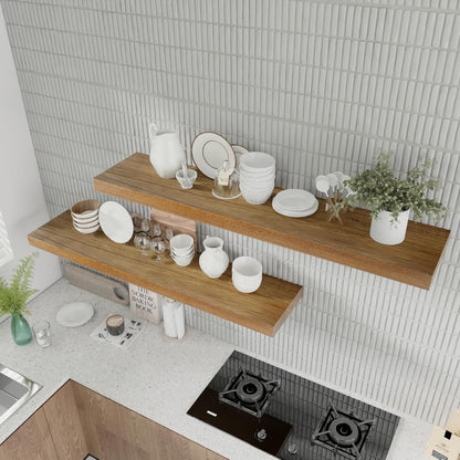 IAE Walnut Floating Wall Shelves 55 inch, Bathroom Shelves Wall Mounted,Invisible Shelves Floating