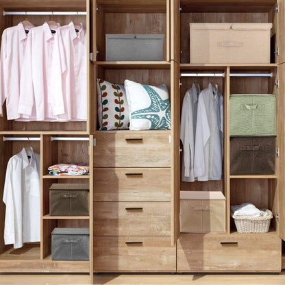 2 Pack Storage Boxes with Lids and Handles, Collapsible Linen Storage Bins Organizer Containers