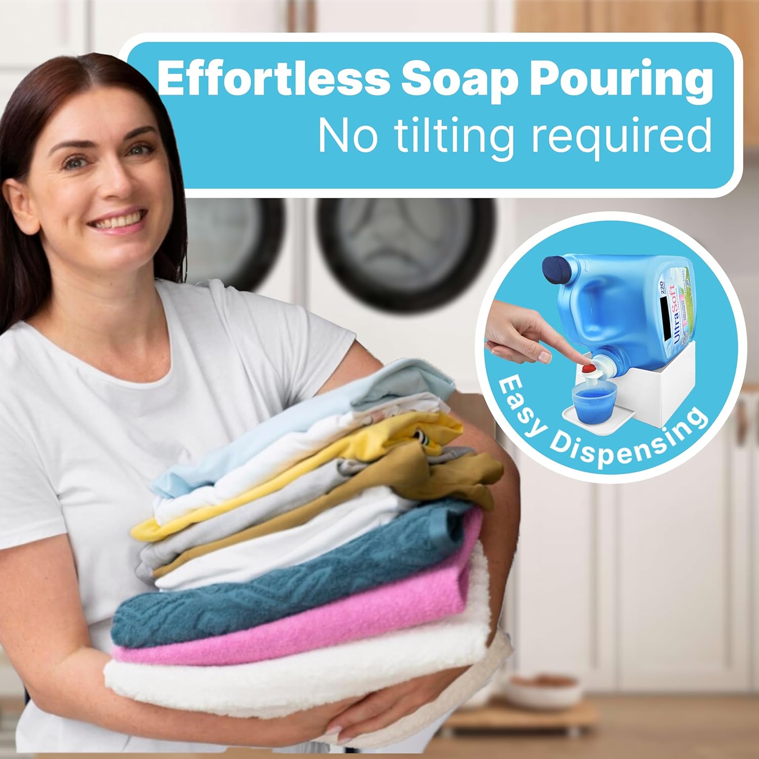 TidyFriend No-Spill Liquid Laundry Detergent Dispenser Holder, Laundry Soap Dispenser Holder with