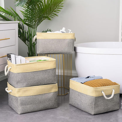 TheWarmHome Storage Basket for Organizing - 3 Pack 14x10x7 inch Large Collapsible Storage Bin for