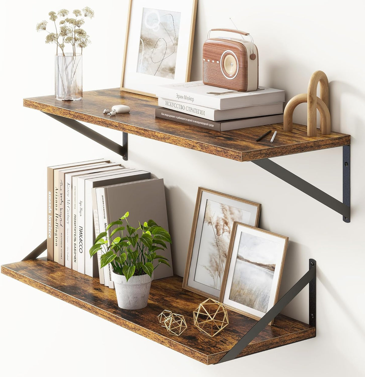10 Inch Deep Floating Shelves, Floating Shelves 30 Inch Long, Rustic Wood Wall Shelves 30"W x 10"D