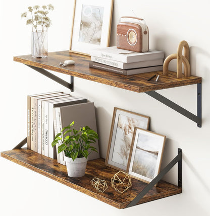 10 Inch Deep Floating Shelves, Floating Shelves 30 Inch Long, Rustic Wood Wall Shelves 30"W x 10"D