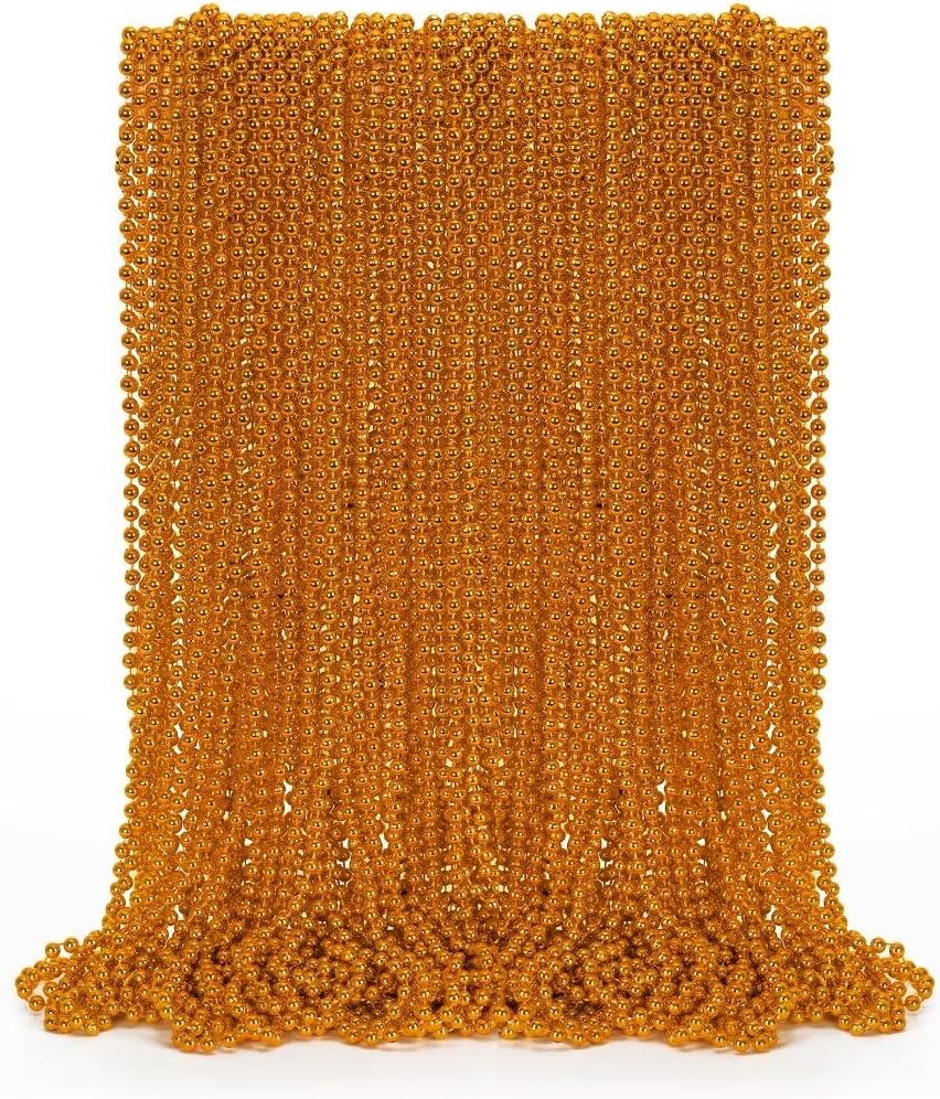 50PCS Bead Necklace, Orange Bead Necklaces Party Favors Bulk, 33" Mardi Gras Necklaces, Festival