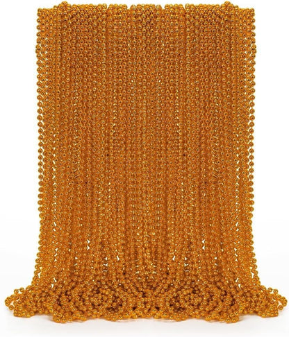 50PCS Bead Necklace, Orange Bead Necklaces Party Favors Bulk, 33" Mardi Gras Necklaces, Festival