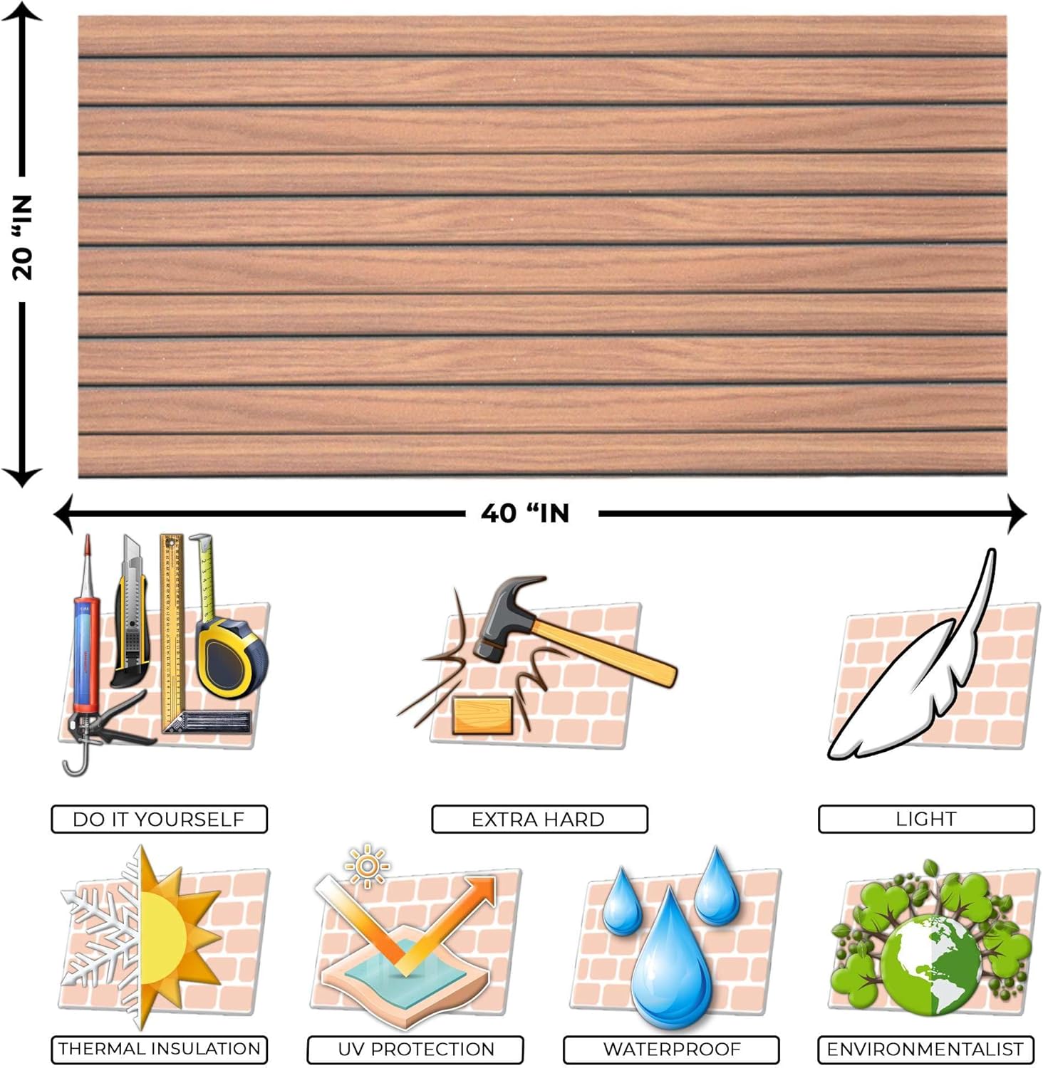 IZODEKOR 3D Wood Effect Wall Panels - Faux Wood Paneling for Living Room, Kitchen, Bathroom and
