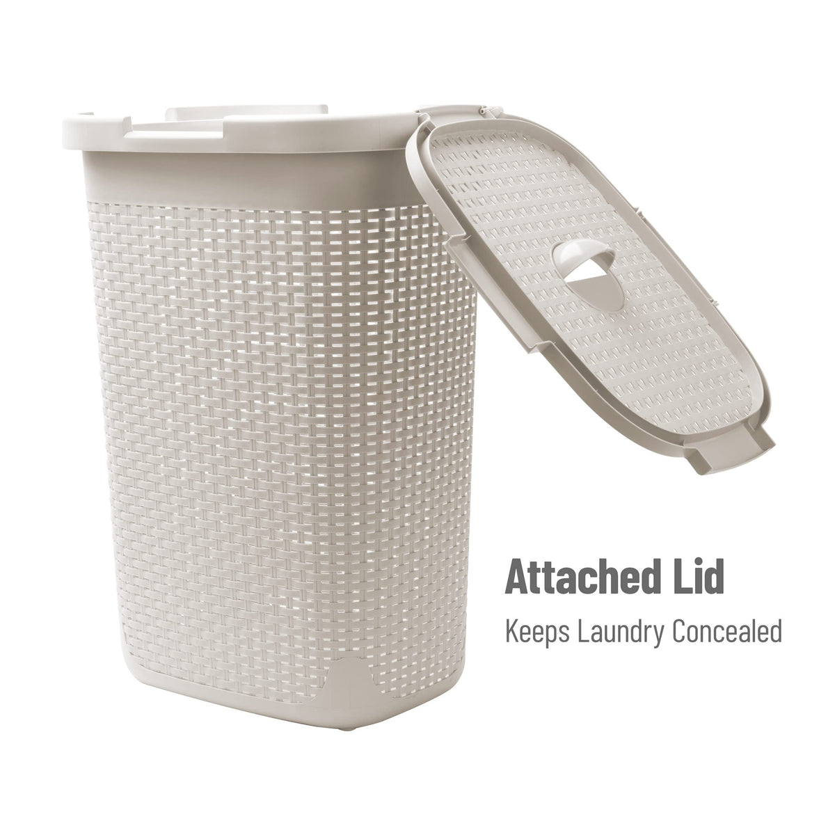 Mind Reader Slim Laundry Hamper with Lid, 60L Tall Clothes Basket, Narrow Tapered Design for