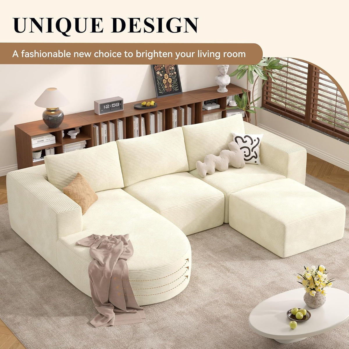 Modular Sectional Sofa with L-Shape Chaise,Cloud Sectional Modern Sleeper Couch with Deep