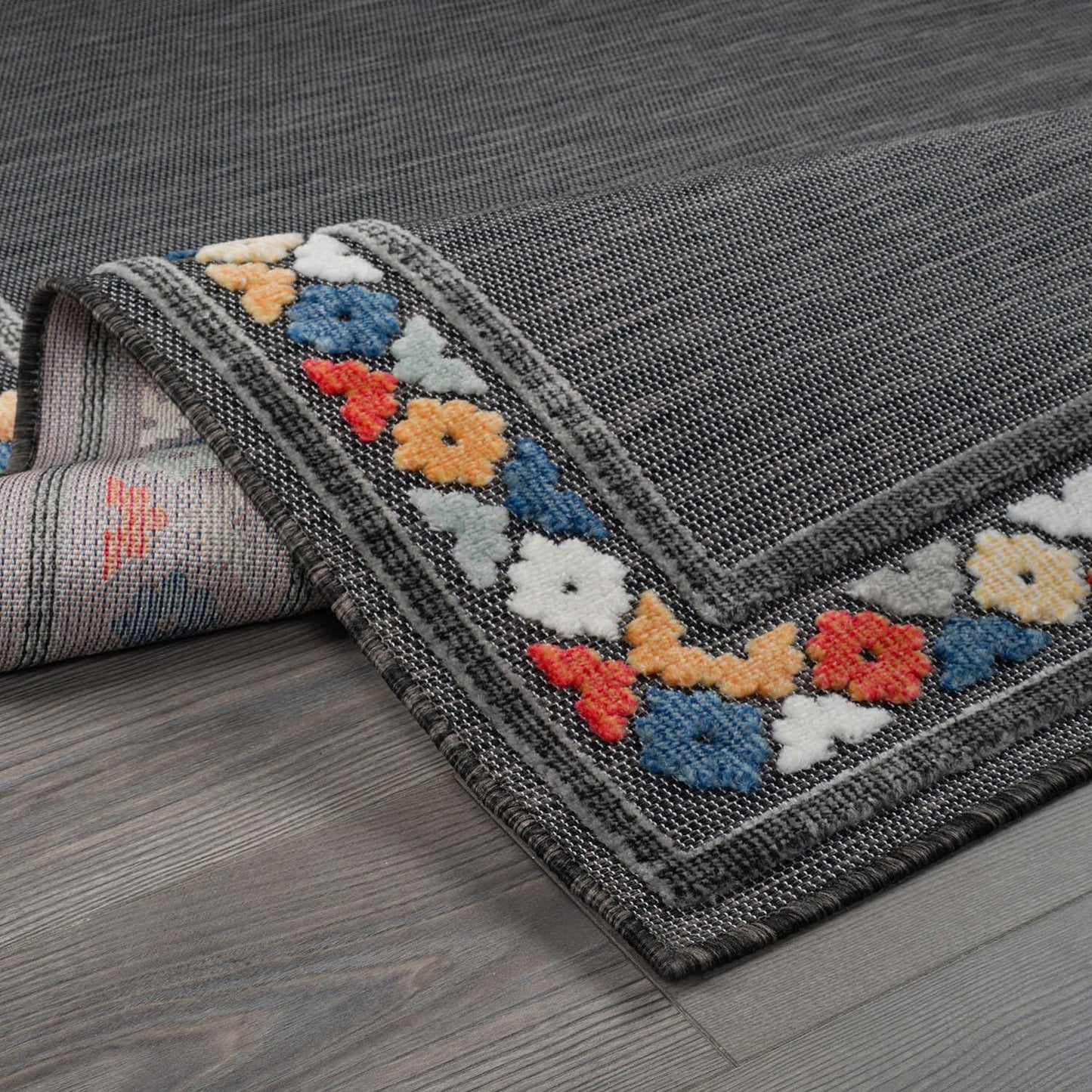 Beverly Rug Outdoor Runner Rug 2x7 Modern Floral Bordered Area Rugs for Indoor and Outdoor Patio