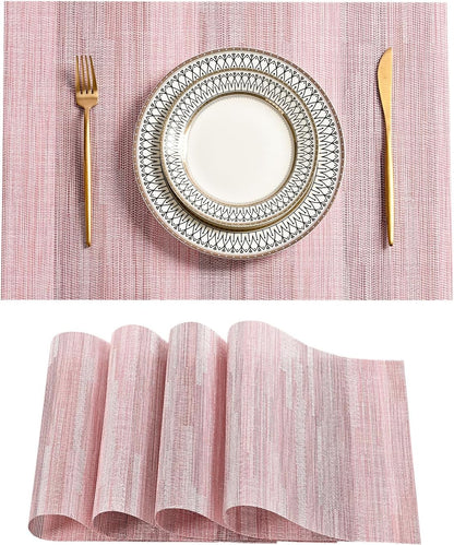 Leetaltree Misty Rose Placemats Set of 4 - Heat Resistant Non-Slip Place mats for Dining Table