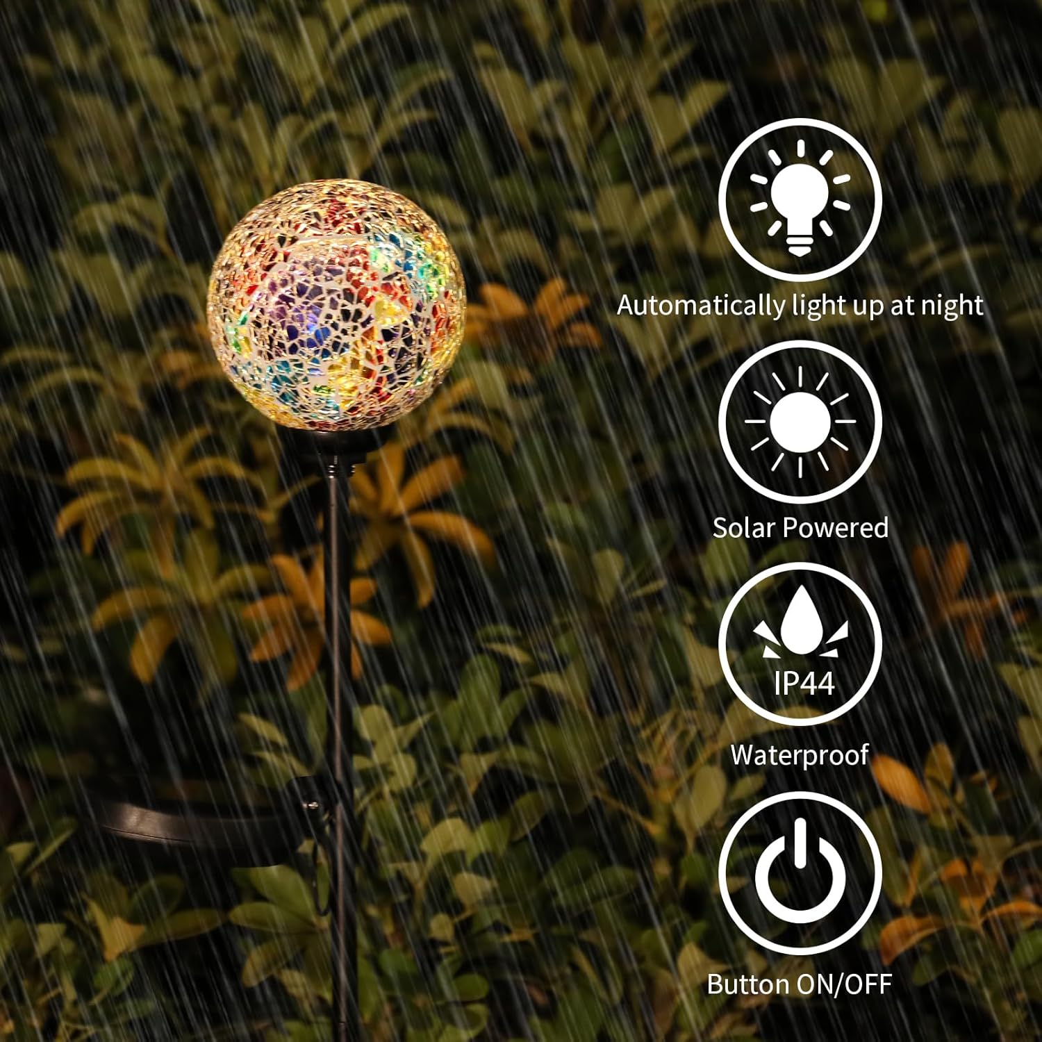 VCUTEKA Solar Path Lights Outdoor Decorative - Mosaic Solar Garden Stakes Light Waterproof LED
