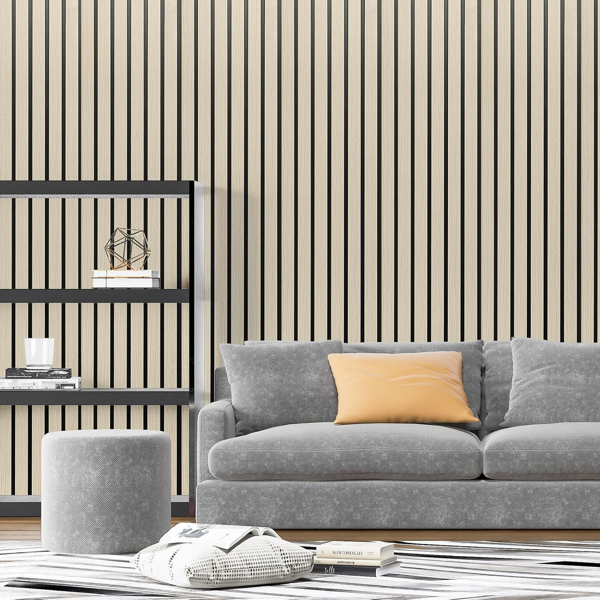 Art3d 4-Pack Glue-On Six-Grid Wainscoting Panel for Interior Wall Decor - 104 x 12 Inch Polystyrene
