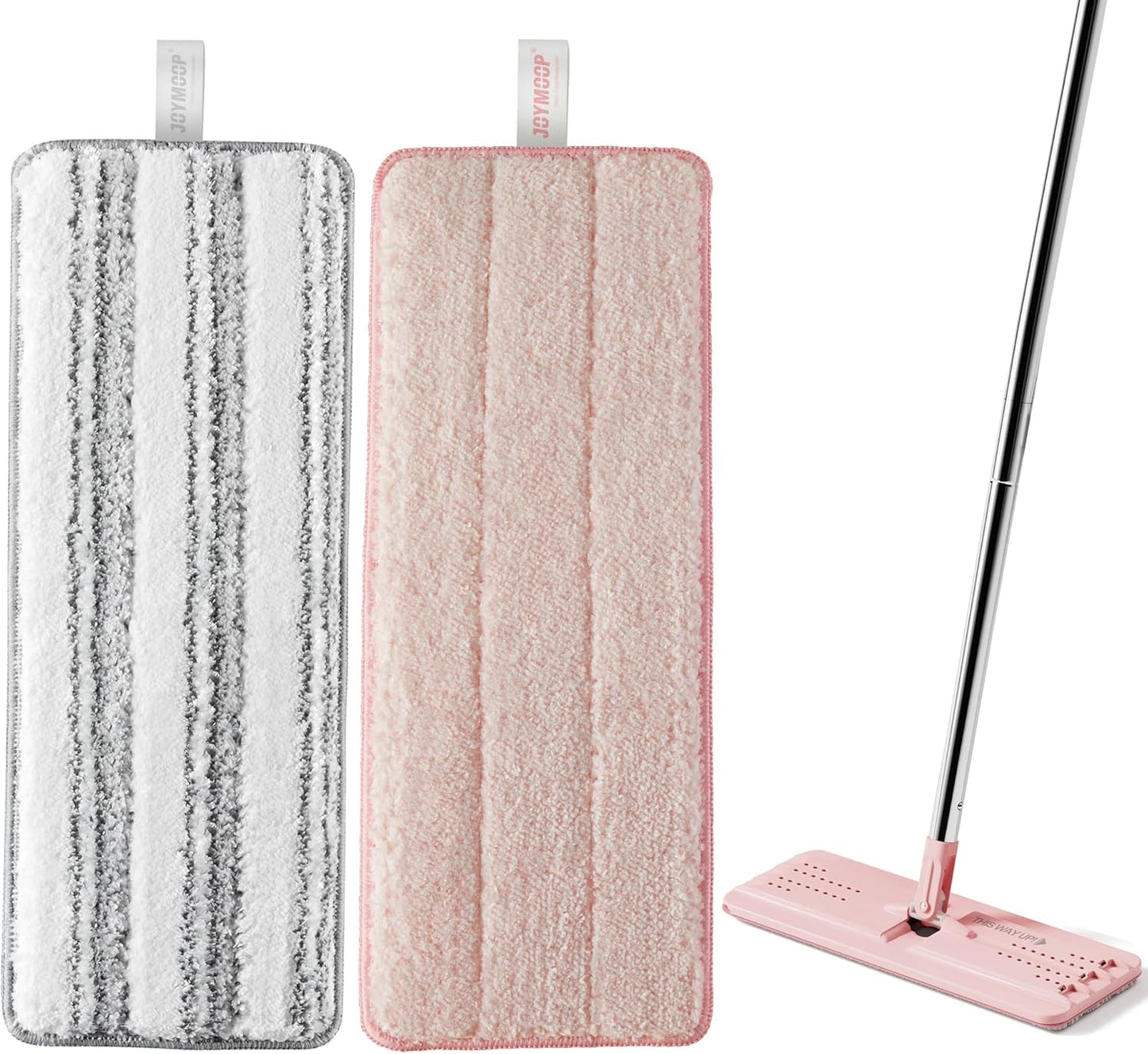 JOYMOOP Mop Replacement Pads, Reusable Microfiber Mop Pads for 13-inch Flat Mop and Mop Bucket Set