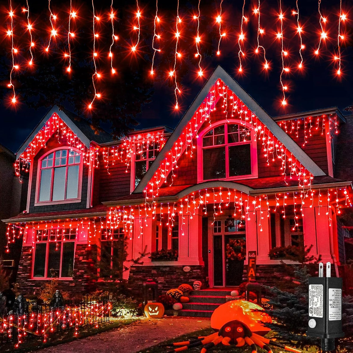 Icicle Lights for Outside, 33ft 400 LED Icicle Christmas Lights Outdoor with 75 Drops 8 Modes