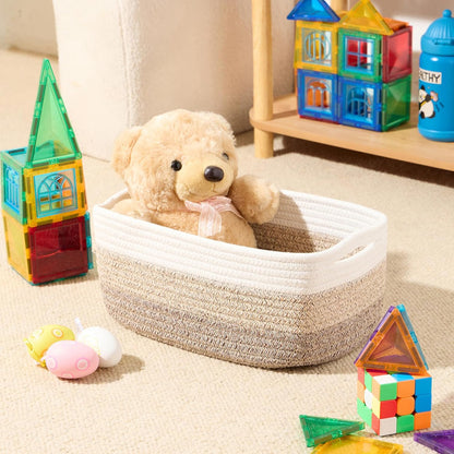 Small Storage Baskets for Organizing | Closet Organizer Bins | Shelf Toy Basket | Woven Rope