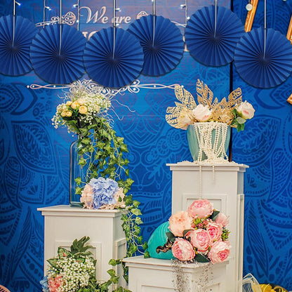 BARTHEW Blue Birthday Decorations,DIY Blue Paper Fans Hanging Decoration ,Party Decorations for