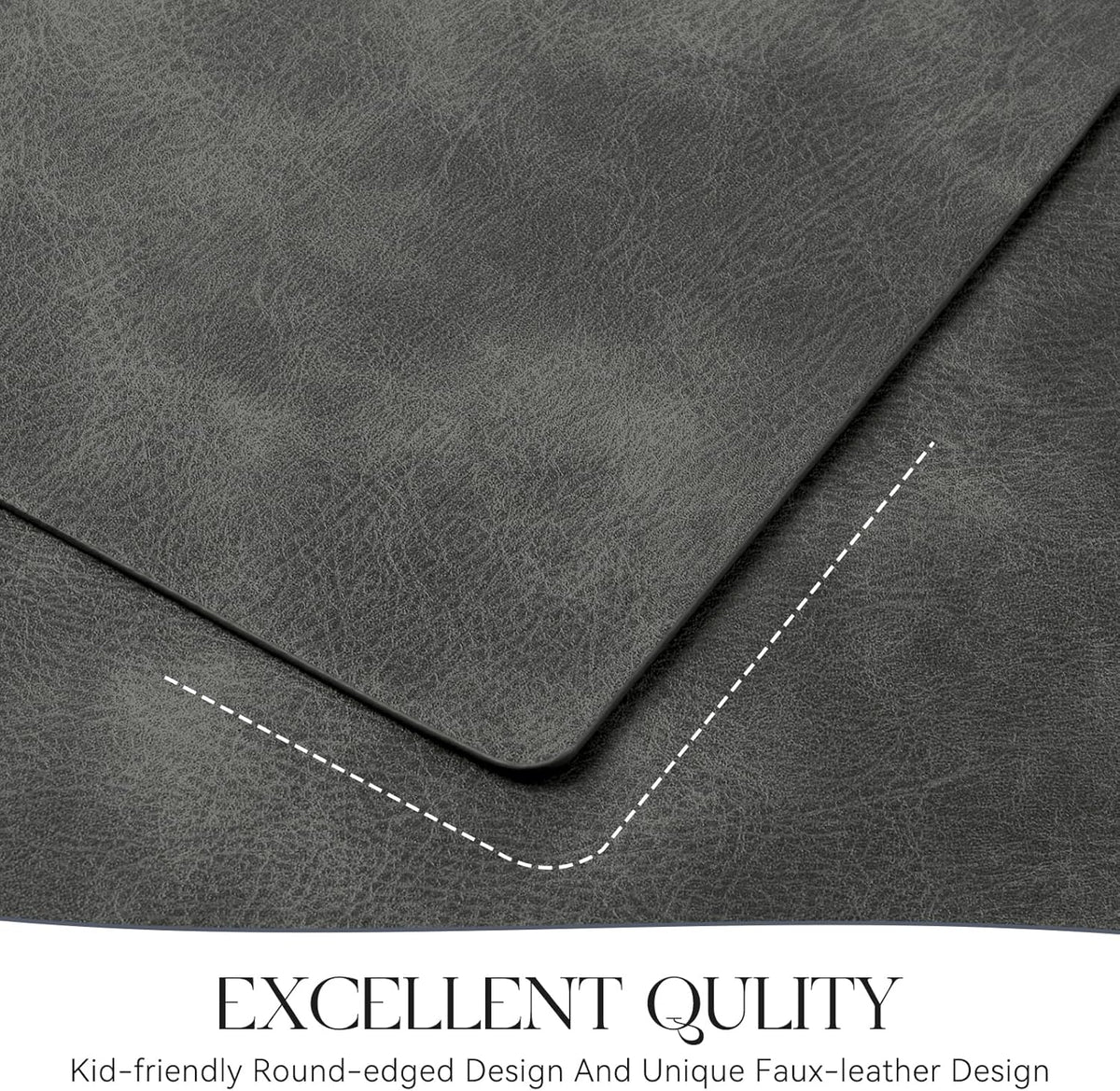 MOSAYT Vinyl Placemats Set of 8-12 X 17 Inch - Faux Leather 100% Waterproof Oil-Proof Wipeable PU