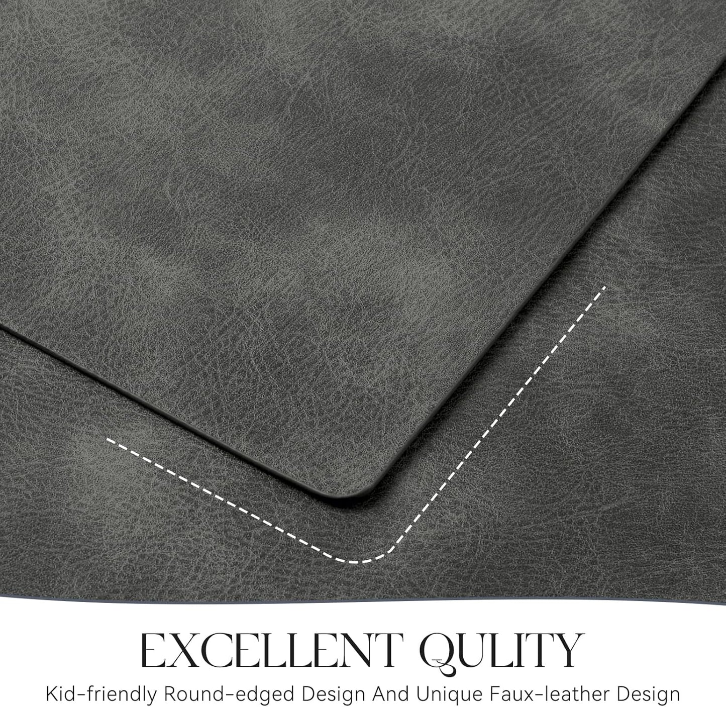MOSAYT Vinyl Placemats Set of 4-12 X 17 Inch - Faux Leather 100% Waterproof Oil-Proof Wipeable PU