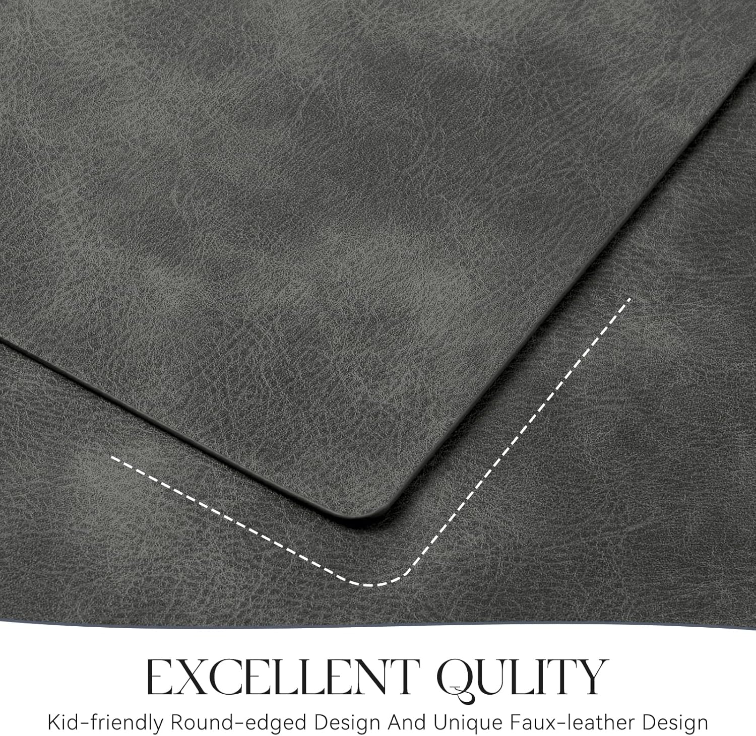 MOSAYT Vinyl Placemats Set of 4-12 X 17 Inch - Faux Leather 100% Waterproof Oil-Proof Wipeable PU