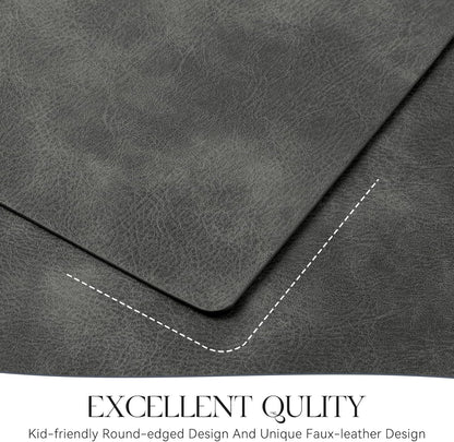MOSAYT Vinyl Placemats Set of 4-12 X 17 Inch - Faux Leather 100% Waterproof Oil-Proof Wipeable PU