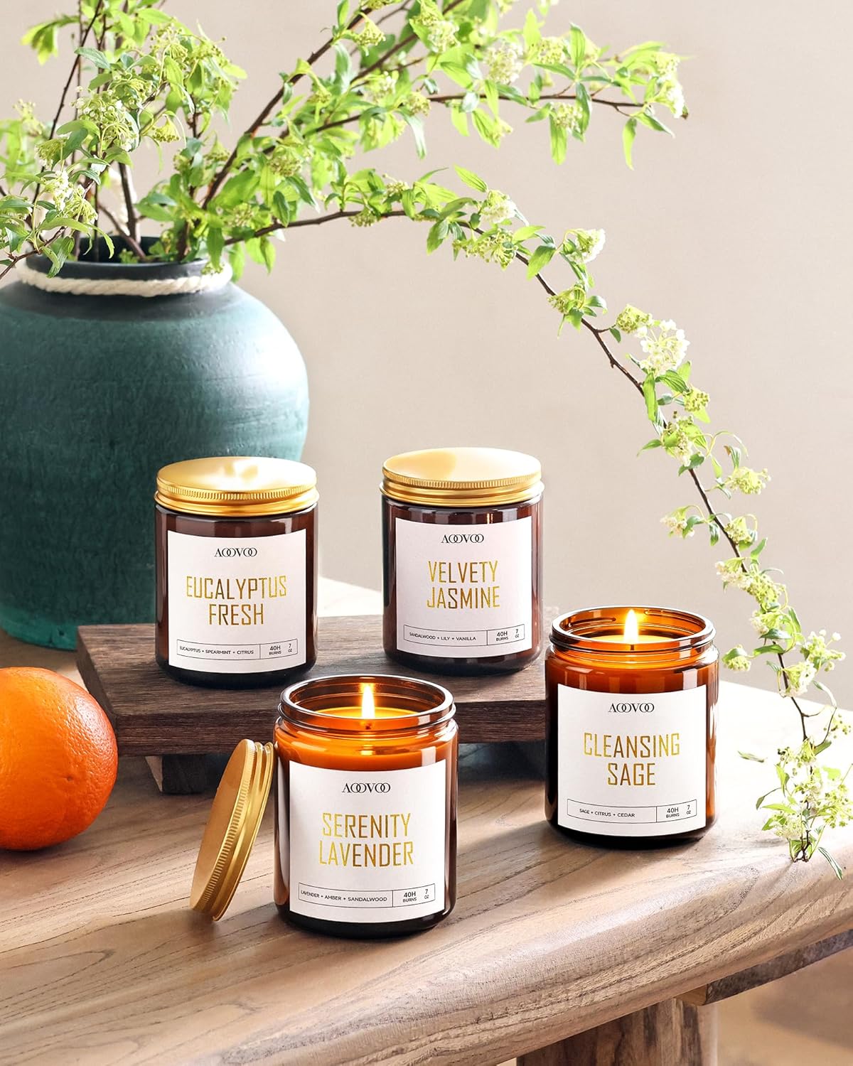 AOOVOO Candle Set - 4PC Scented Candles, 28 oz Soy Candles, Soy Candle for Home Scented