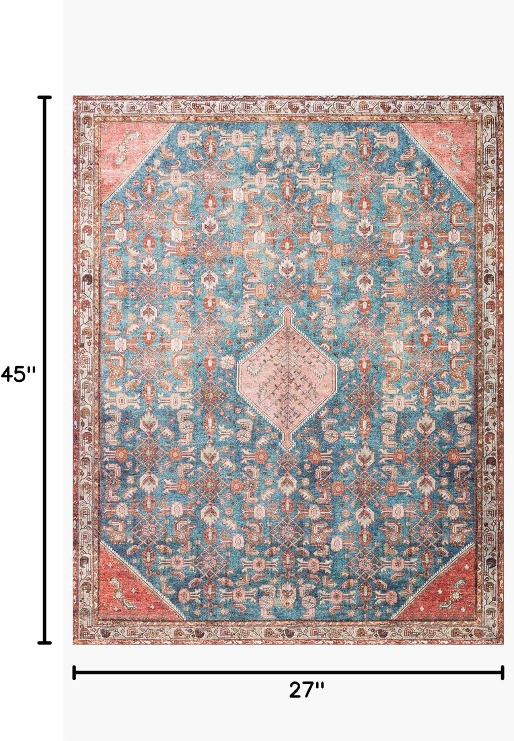 Loloi Layla Collection LAY-10 Marine/Clay 2'-3" x 3'-9" .13" Thick Accent Rug, Soft, Durable