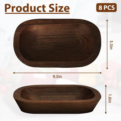 Royxen 8 Pack Wood Dough Bowl, Wooden Dough Bowls Paulownia, Rustic Bowl Vintage, Bowls for Candle