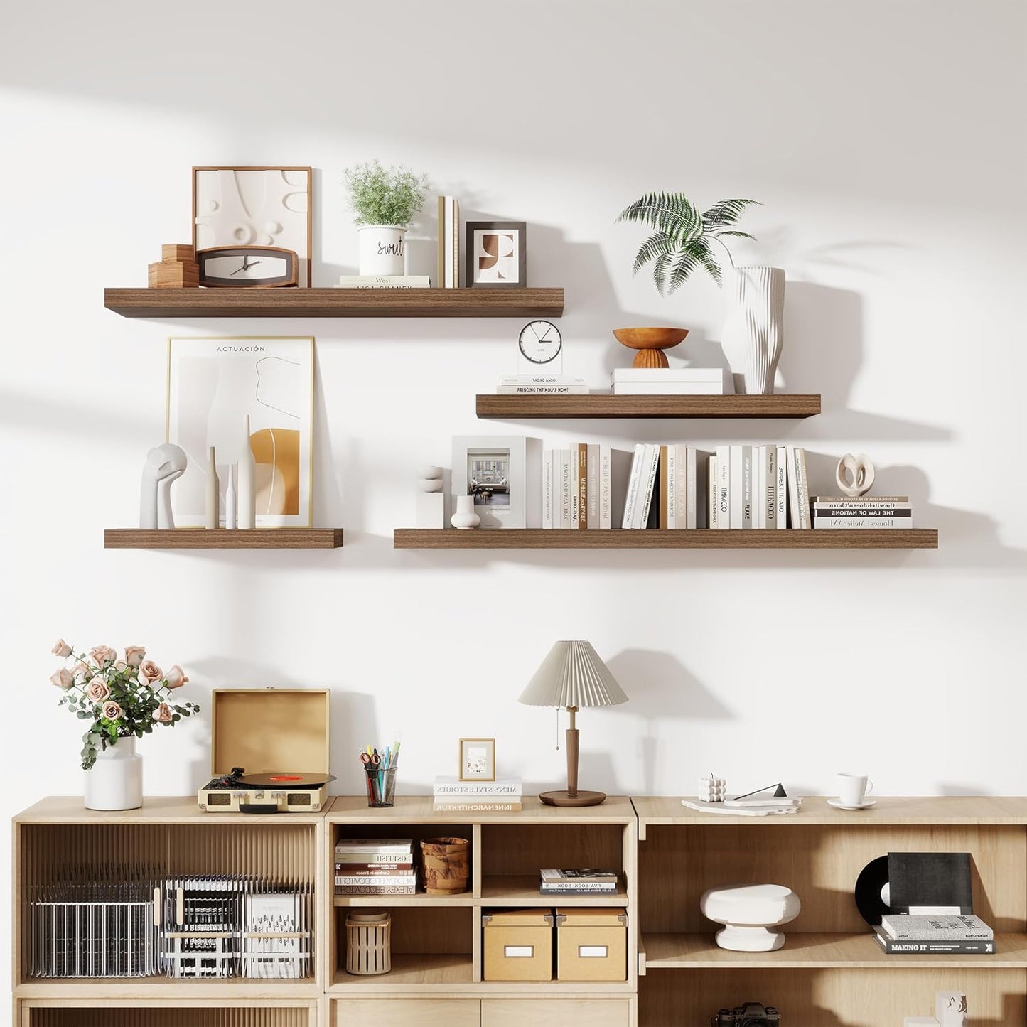 55 Inch Floating Shelves, 12 Inch Deep Floating Shelves for Wall, Floating Shelf with Invisible