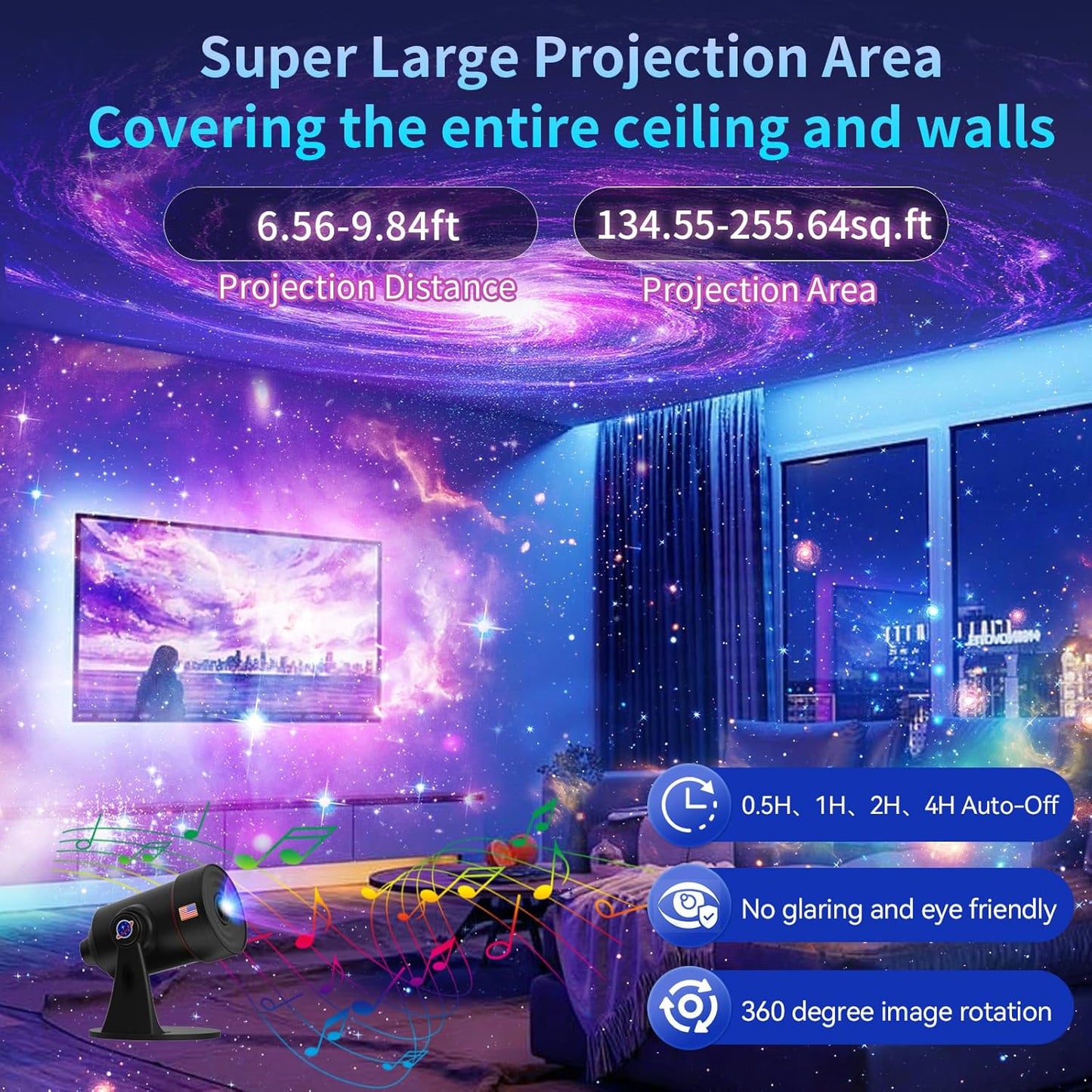Galaxy Projector with White Noise Sound Machine 28 Soothing Sounds Memory Function Sleeping Timer