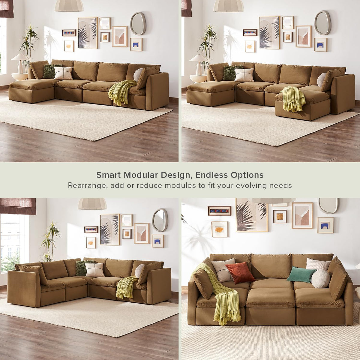 mopio Oversized Modular Sectional Sofa with Fully Removable Covers and Storage, Convertible U