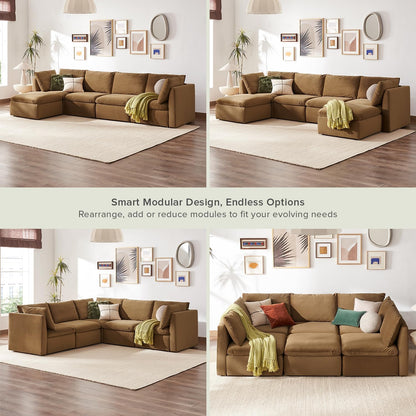 mopio Oversized Modular Sectional Sofa with Fully Removable Covers and Storage, Convertible U