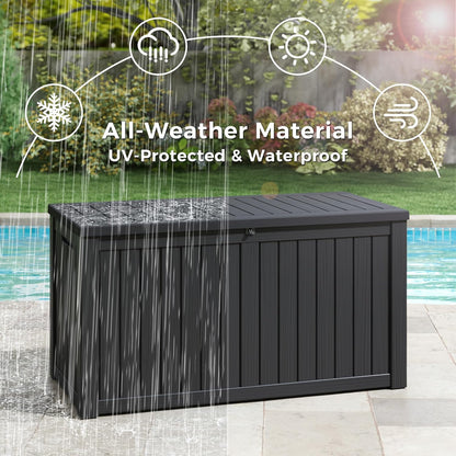 KAMABOKO Outdoor Storage Box, 150 Gallon Large Outdoor Resin Deck Box, Storage Waterproof Boxes