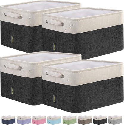 BALEINE Fabric Storage Bins for Shelves, Linen Storage Baskets for Organizing, Decorative Closet