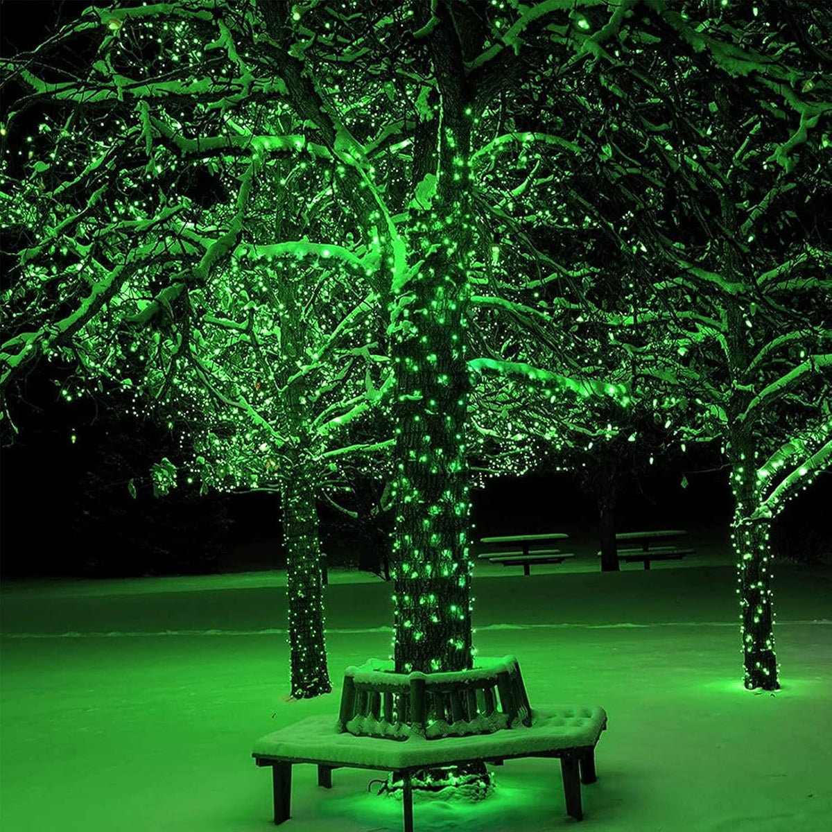 Joomer Green Solar Christmas Lights, 2 Pack Total 144FT 400 LED 8 Modes Waterproof Solar Christmas