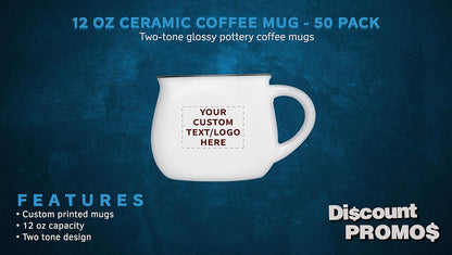 Custom Glazed Campfire Coffee Mugs 12 oz. Set of 50, Personalized Bulk Pack - Perfect for Coffee