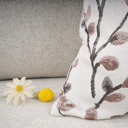 YOUR SMILE Classical Embroidery Jacquard Pink Leaf Pattern Square Decorative Throw Pillow Case