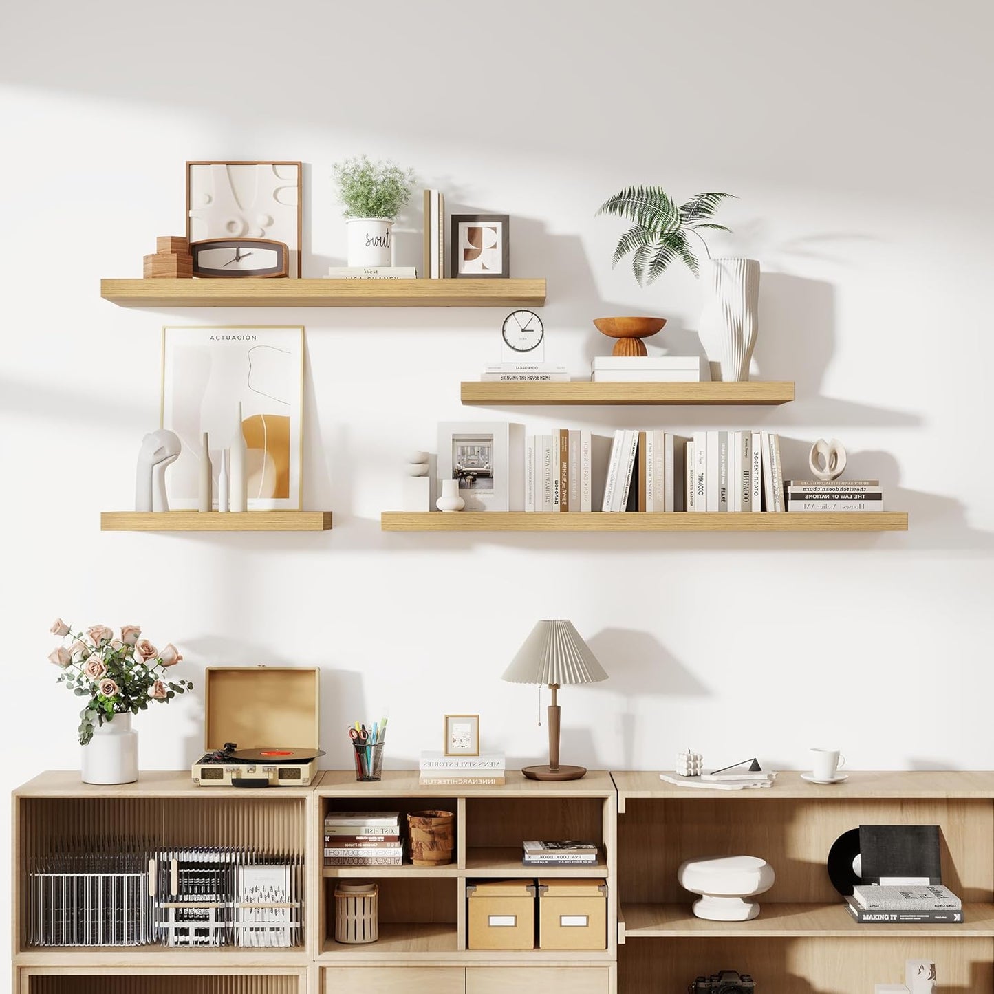 55 Inch Floating Shelves, 12 Inch Deep Floating Shelves for Wall, Floating Shelf with Invisible