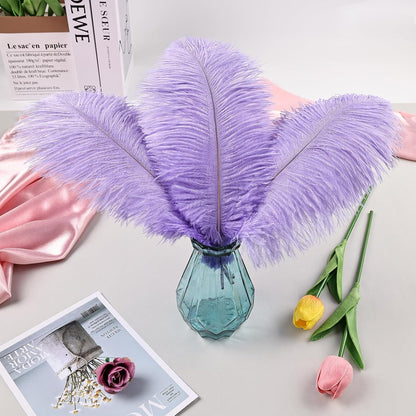 THARAHT Lavender Ostrich Feathers 24pcs Natural Bulk 10-12Inch 25cm-30cm for Crafts Wedding Party