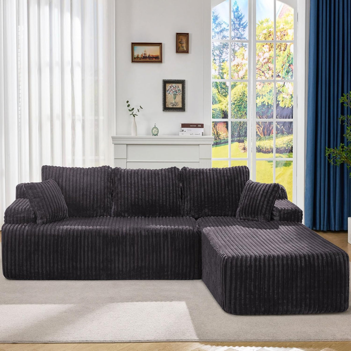 Hobestluk Modular Sectional Sofa Couches 108" L-Shape Couch 3 Seat Modular Sofa Memory Foam