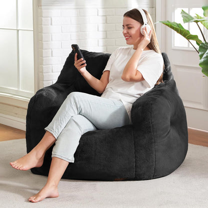 Hobestluk Bean Bag Chair for Adult Small Bean Bag Chairs with Arms Furry Beanbag Chair with Foam