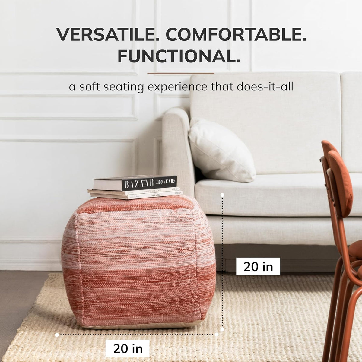 Anji Mountain 20"x20"x20" Handmade & Handcrafted Ottoman Pouf Comfortable Pouf Ottoman Foot Rest &