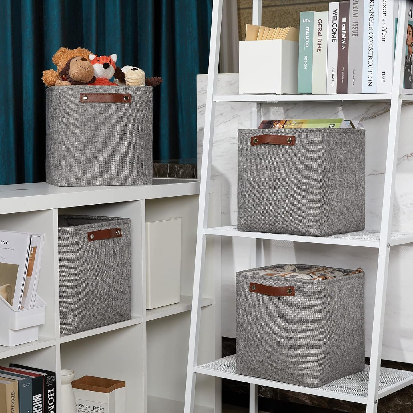 DULLEMELO Square Storage Cubes Baskets for Gifts Empty, 11 inch Cube Stroage Bins Linen Closet
