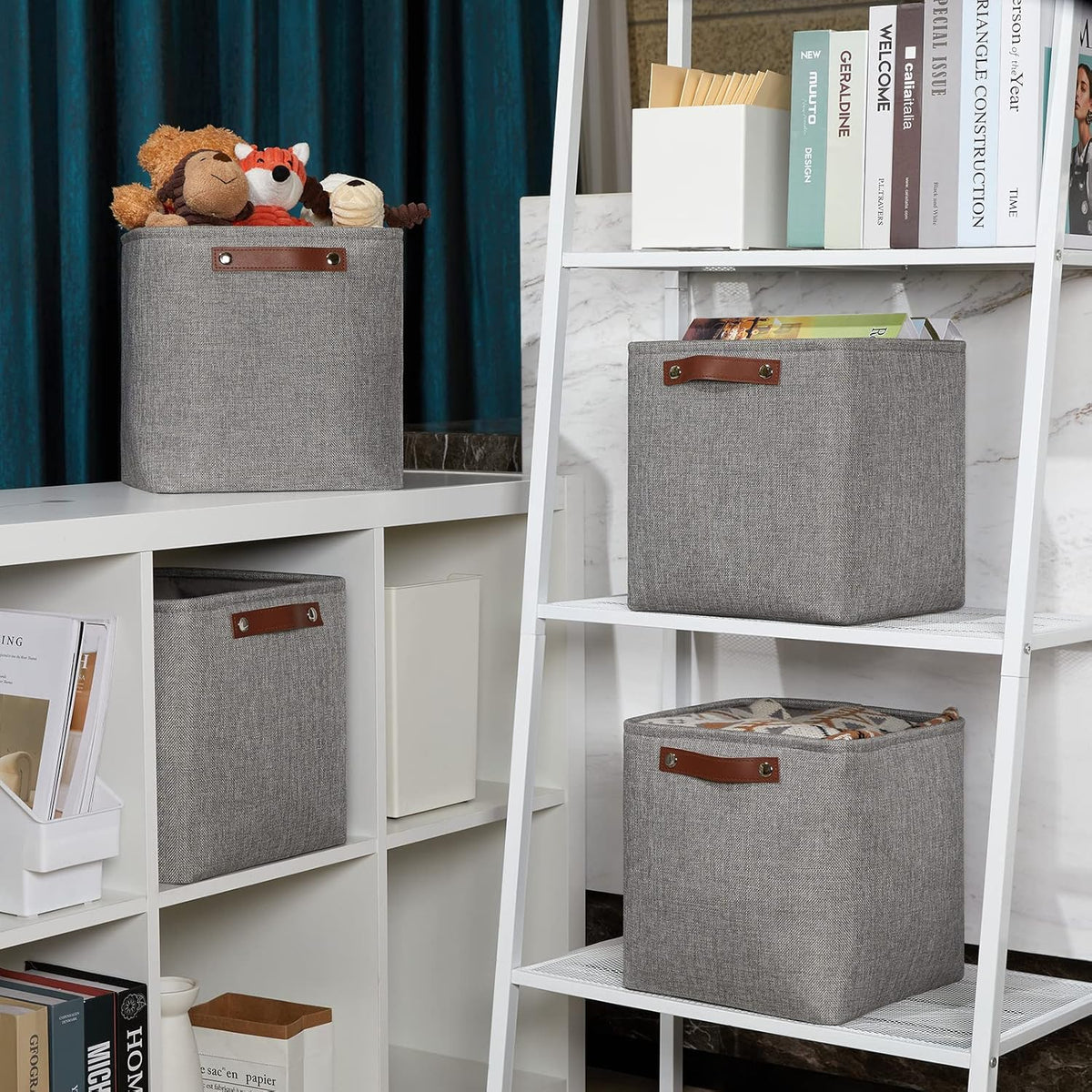 DULLEMELO Square Storage Cubes Baskets for Gifts Empty, 11 inch Cube Stroage Bins Linen Closet