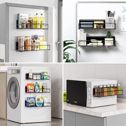 3 Pack Magnetic Spice Rack Organizer, Space Saver for Refrigerator and Whiteboard, Metal Fridge